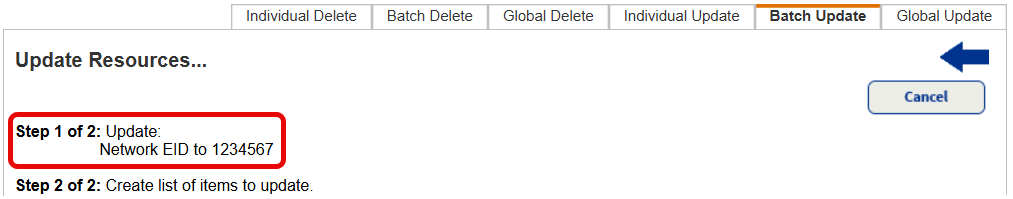 Batch Update Step 2 of 2. 