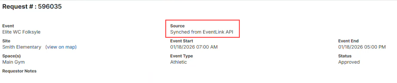 Request details report with source highlighted.