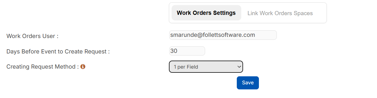 Work Orders Setting, show the create mthod of 1 per field.