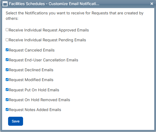 Customize email notifications pop-up.