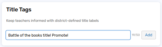 Title Tags field on the Settings page.