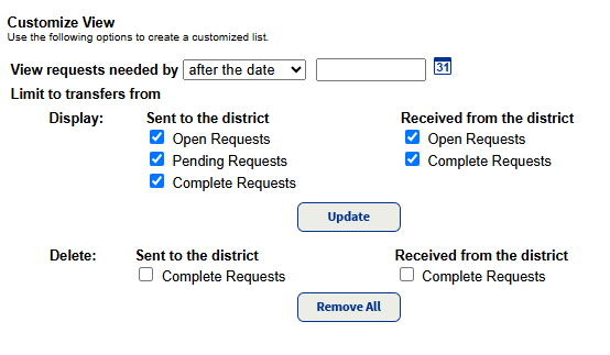 Customize View section.