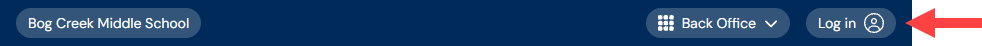 Primary navigation bar with "Log in" button highlighted.