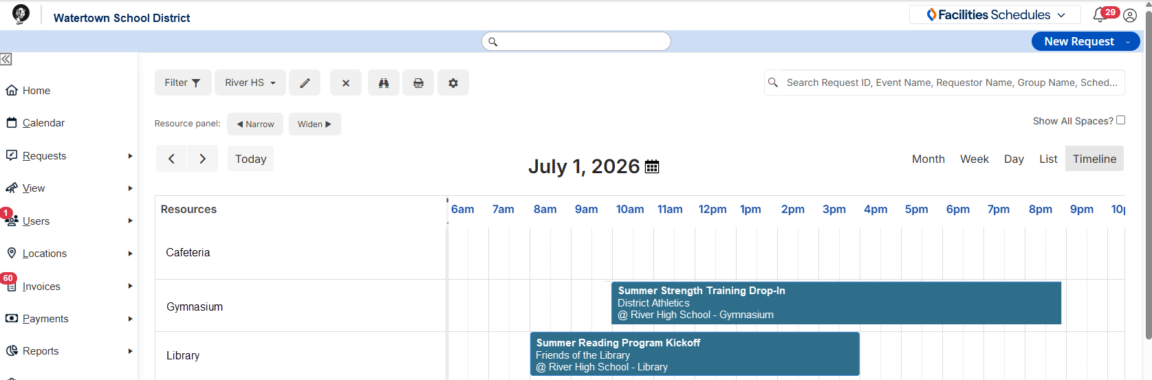 Calendar timeline view.