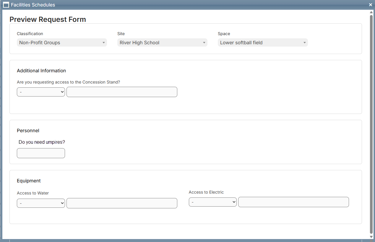 Request form with updated UI.
