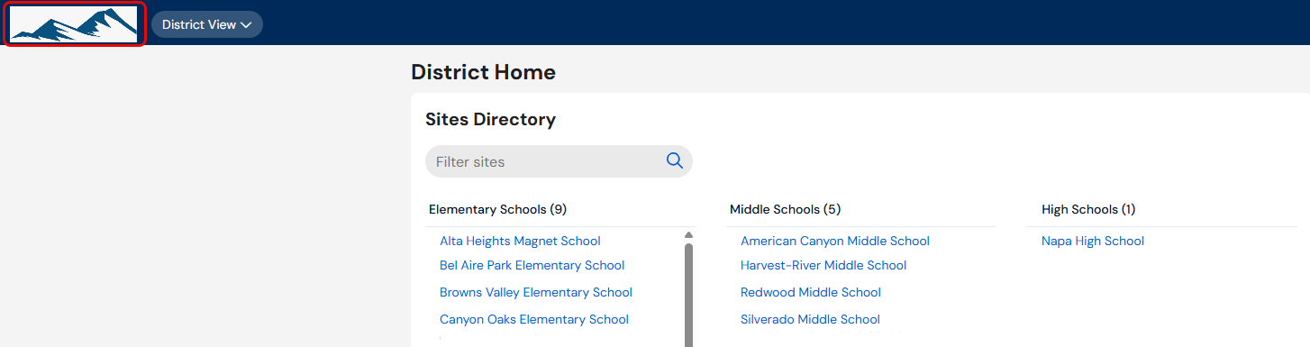 Destiny Home page with school logo highlighted in the header.