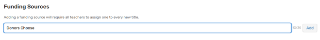 Funding Sources field on the Settings page.