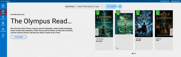 Engage homepage with Engage icon highlighted.
