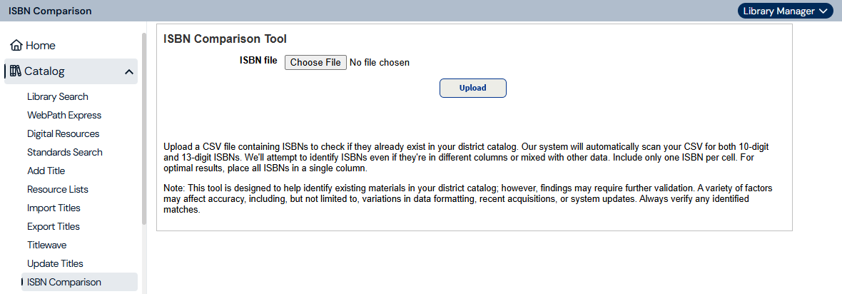 ISBN Comparison tool page.